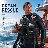 Gilet de sauvetage professionnel en néoprène PVC gonflable, réglable, portable et imperméable pour les secours en eaux vives et les opérations de sauvetage incendie