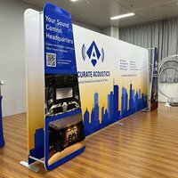 Stand d'exposition portable monoplace à installation complète, mur de fond en tissu autoportant pour lancement de nouveaux produits et conférences