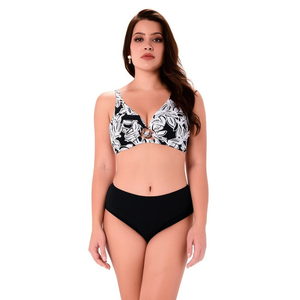 Costume da bagno intero HDJ taglie forti con stampa floreale, scollo incrociato, vita alta e push-up da donna 42-48 - Product Image 2