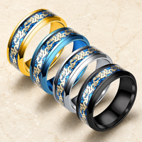 Bague en acier inoxydable 316L avec incrustation de dragon pour homme et femme, plaquée or 18 carats, argent, bleu, noir, émail scintillant 4 couleurs, fiançailles, mariage