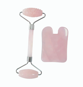 wellness products women use skin care <b>tools</b> pricky natural rose quartz jade roller and gua sha set for face and nose - Product Image 6