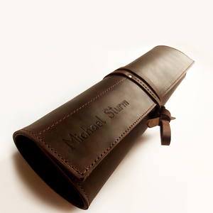 Outdoor Brown Pu Leather Knife <strong>Tool</strong> <strong>Roll</strong> up Bag Tableware Knife Organizer - Product Image 3