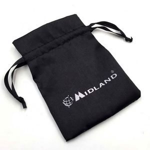 Pochette cadeau en satin noir avec cordon de serrage et logo personnalisé pour l'emballage de bijoux, vente en gros - Product Image 2