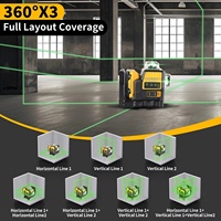 Nivel Láser de 3 Puntos DW 089LG12-Line Verde 540nm, Autonivelante, con Estuche Resistente a Impactos para Construcción