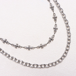 yueli Double Layer Metal Pants Chain With <b>Cross</b> Hip Hop Denim Chain For Daily Wear Tibetan <b>Silver</b> Waist Chain - Product Image 3