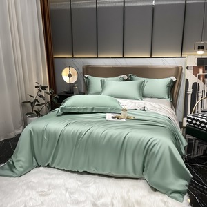 120 anni di lusso leggero di fascia alta semplici Double-face giorni di seta primavera estate federa federa trapunta 4 pezzi <span class=keywords><strong>Set</strong></span> di biancheria da letto per Hotel - Product Image 3