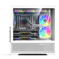 Wholesale M-ATX Tower PC Case With Tempered Glass OEM Factory Gaming Computer for Desktop RGB Fans and Audio Port