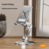 Luxe 360 °   Support de téléphone et tablette portable en alliage d'aluminium pliable à hauteur réglable rotatif Utilisation sur le bureau Support métallique