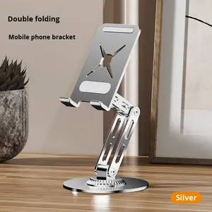 Luxe 360 °   Support de téléphone et tablette portable en alliage d'aluminium pliable à hauteur réglable rotatif Utilisation sur le bureau Support métallique - Product Image 5