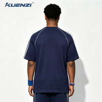 T-shirt Kuenzi surdimensionné en coton 100% lourd 240GSM, anti-boulochage, à manches courtes, avec design patchwork à rayures colorées