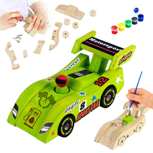 Kit per bambini all'ingrosso per fare il tuo camion per auto da <span class=keywords><strong>corsa</strong></span> in legno giocattolo fai da te Kit di pittura per bambini che imparano giocattoli a vapore - Product Image 5