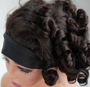 Perruque à ondulations lâches personnalisée avec bandeau, cheveux humains Remy bruts, 14 pouces, sans dentelle, fournisseur en gros, livraison directe - Product Image 6