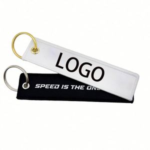 Porte-clés personnalisé brodé avec logo, en polyester et métal, pour cadeau promotionnel d'entreprise - Product Image 1