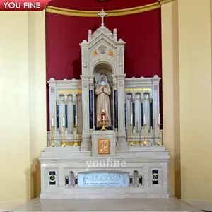Klasik kilise dini taş ana sunak masa Mary heykeli