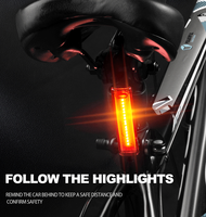 Feux arrière à LED pour E-Bike Moto 3-en-1 Feu de stop et de clignotant monté à l'arrière Rechargeable Étanche IP65 Night Riding