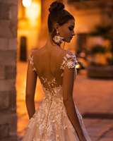 Mily mariée MW315 Sexy luxe chérie cou une ligne mariée robe de bal dentelle appliqué Blush rose robes de mariée