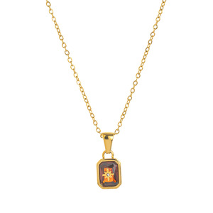 Collana con Ciondolo Rettangolare <span class=keywords><strong>Polaris</strong></span> con Pietra Portafortuna e Intarsio a Stella per Donna, Gioiello da Collo Senza Tempo e Sottile - Product Image 6