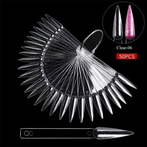 Présentoir de 50 faux ongles naturels transparents, blancs et noirs de haute qualité pour la pratique du gel et la nuancière de couleurs – Idéal pour le dropshipping - Product Image 4