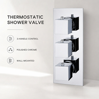 Robinet de douche thermostatique dissimulé à double poignée MK505 en laiton massif chromé poli, mitigeur mural contemporain