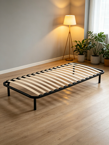 Cadre de lit en métal moderne avec lattes en bois, profil bas, plateforme simple, base de lit à lattes, gain de place, pas besoin de <span class=keywords><strong>sommier</strong></span> pour appartement - Product Image 1
