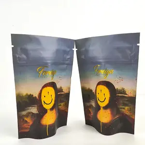 Natural High Quality Brown Stand up Logo Plastic Skittles Package Bag Foil Digital Yellow Matte Gummy Candy