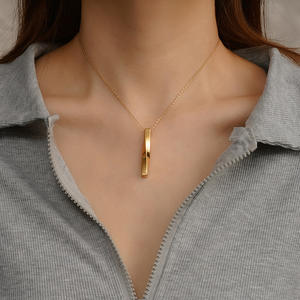 Meetyoo all'ingrosso Mobius Design a spirale asta diritta ciondolo in acciaio inox coppia collana maglione catena nome inciso per uomo - Product Image 3