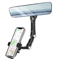 Support de téléphone pour rétroviseur de voiture Karmus, hauteur réglable, fixation automatique par clip, rotation rétractable, compatible avec tous les téléphones portables