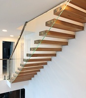 VIKO 2026 Villa Moderne de Haute Qualité, Escalier Flottant Sûr avec Pédaliers en Chêne, Installation Facile DIY, Garde-corps en Verre, Acier-Bois-Verre