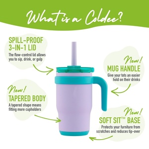 Vaso Térmico de Acero Inoxidable de 14 oz, Antiderrames, con Asa, Pajita Antiderrames, Estilo Minimalista, Ecológico, para Niños, Apto para Agua Hirviendo - Product Image 3