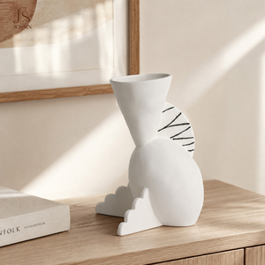 <span class=keywords><strong>Set</strong></span> di Vasi per Fiori in Ceramica Geometrici Astratti Minimalisti Jossin in Bianco Opaco per Decorazione da Tavolo e Mensole - Product Image 4