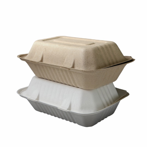 Kotak Makan Siang Persegi Panjang dari Bubur Kertas Tebu Bagasse, Kemasan Makanan Cepat Saji, <span class=keywords><strong>Burger</strong></span>, Pizza, Bento, Ramah Lingkungan, Biodegradable, Sekali Pakai - Product Image 3