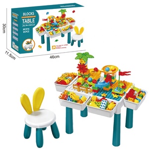 SamToyCn blocco di costruzione per bambini Multi funzione di apprendimento da tavolo gioco giocattolo sedia da tavolo grande particella blocco di costruzione tavolo - Product Image 1