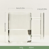 Mug à café en verre moderne, écologique et créatif, avec poignée, transparent, compatible micro-ondes et lave-vaisselle, pour le bureau, la maison et les fêtes