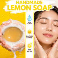 Jabón Artesanal de Limón con Extracto de Limón, Vitamina C y Aceite de Coco, Limpieza Profunda, Aroma Refrescante, para Rostro y Cuerpo, OEM, 70g