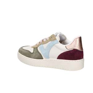 Sneakers da Donna Victoria in Camoscio Beige e Verde con Suola Spessa - Product Image 3