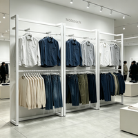 Porte-vêtements double couche en métal Mingtang, support de présentation de vêtements en acier blanc pour magasin de détail