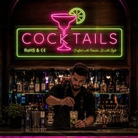 Enseigne LED personnalisée pour bar à cocktails, tacos, margaritas, bière, décoration de bar, pub, club, lounge, restaurant, crème glacée