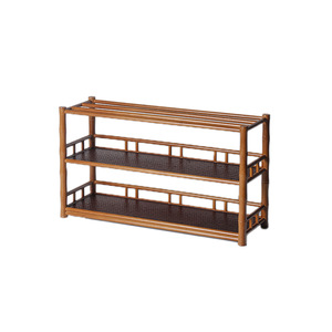 Étagère à thé en bambou à trois niveaux avec plateau de récupération d'eau, porte-tasses, rangement et présentoir pour service à thé, pour salon, rectangulaire, couleur rétro - Product Image 5