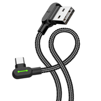 3m Panjang 90 °   Kabel Gaming Micro USB, Indikator LED Pengisian Cepat, Pelindung TPE Terjalin untuk Ponsel & Power Bank