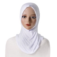 Chapeau hijab malaisien instantané en coton, couleur unie, hijab instantané musulman arabe malaisien pour le Ramadan 2025 pour femmes