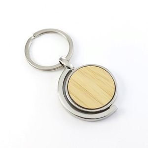 Porte-clés personnalisé de haute qualité en bois et bambou, formes variées (cercle, rectangle, globe terrestre, rond, carré) - Product Image 3