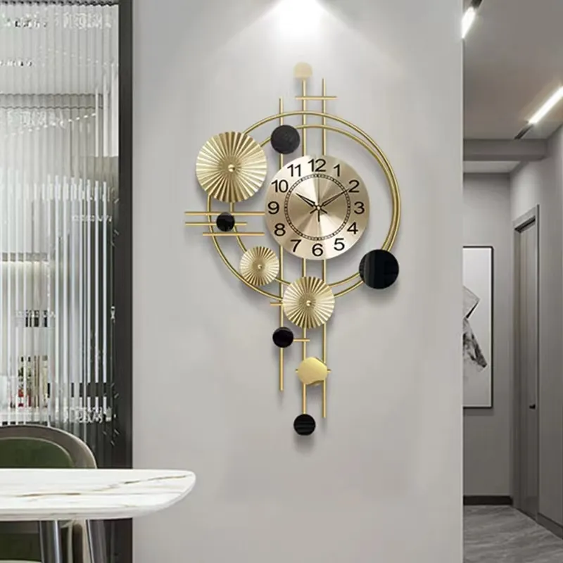 Relógio de parede de metal decorativo, relógio de parede de luxo moderno com 78*45 produtos dropshipping, decoração para casa, 2024, grande porte
