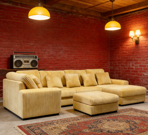 <span class=keywords><strong>Canapé</strong></span> d'angle en velours côtelé - <span class=keywords><strong>Canapé</strong></span> d'angle inclinable en forme de L avec pouf pour se détendre dans le salon, meubles de loisirs - Product Image 4