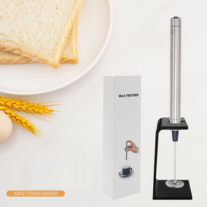 Fouet à main minimaliste en acier inoxydable, mousseur à lait et café à piles, commandes par bouton-poussoir, pour la maison, l'hôtel, portable - Product Image 1
