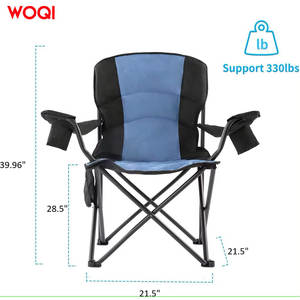 Fauteuil pliant d'extérieur Woqi, structure en aluminium, tissu Oxford bleu marine, pour jardin, camping, inclinable, avec porte-gobelet et rangement - Product Image 3