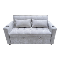 Fauteuil-lit carré moderne 2-en-1, extensible, en tissu, gain de place, pieds en acier inoxydable pour petits espaces