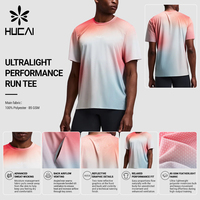 T-shirt de course ultra-léger personnalisé pour homme, imprimé dégradé, respirant, séchage rapide, coupe décontractée, idéal pour l'entraînement