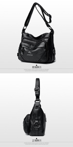 Wholesale Fashion Shoulder <b>Bag</b> Soft PU Leather Casual Shopping Light Black Crossbody <b>Bag</b> With Zipper - Product Image 4