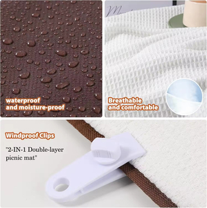 ผ้าห่มปิกนิกพับได้แบบพกพาสองชั้นกันน้ำสำหรับตั้งแคมป์ชายหาด - Product Image 6