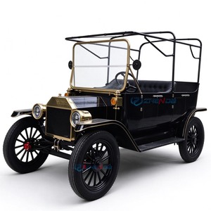 Voiture électrique vintage noire et or, cabriolet, pour excursions touristiques, style rétro - Product Image 5